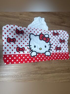 Hello Kitty Red and White Polka Dot Hooded Towel EUC